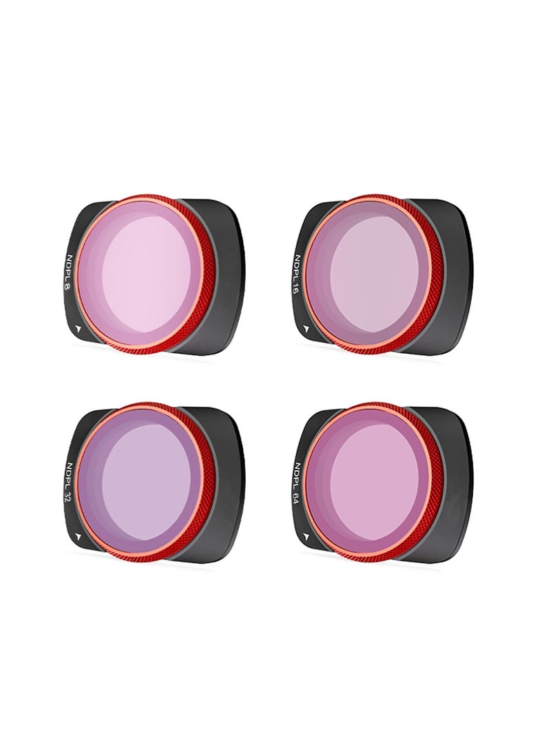 for Osmo Pocket 3 Filter ND-PL Set, 4 Pack - NDPL8/16/32/64 for DJI Lens, Aluminum Alloy Frame with Magnetic Quick Installation, Multi-Coated Optical Glass