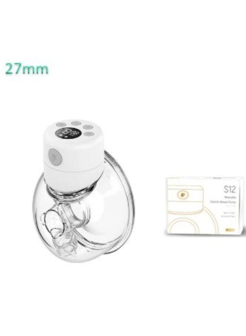 S12 Hands Free Electric Breast Pumps Mother Milk Extractor Portable Breast Pump Wearable Wireless Breastpump (27MM Single)