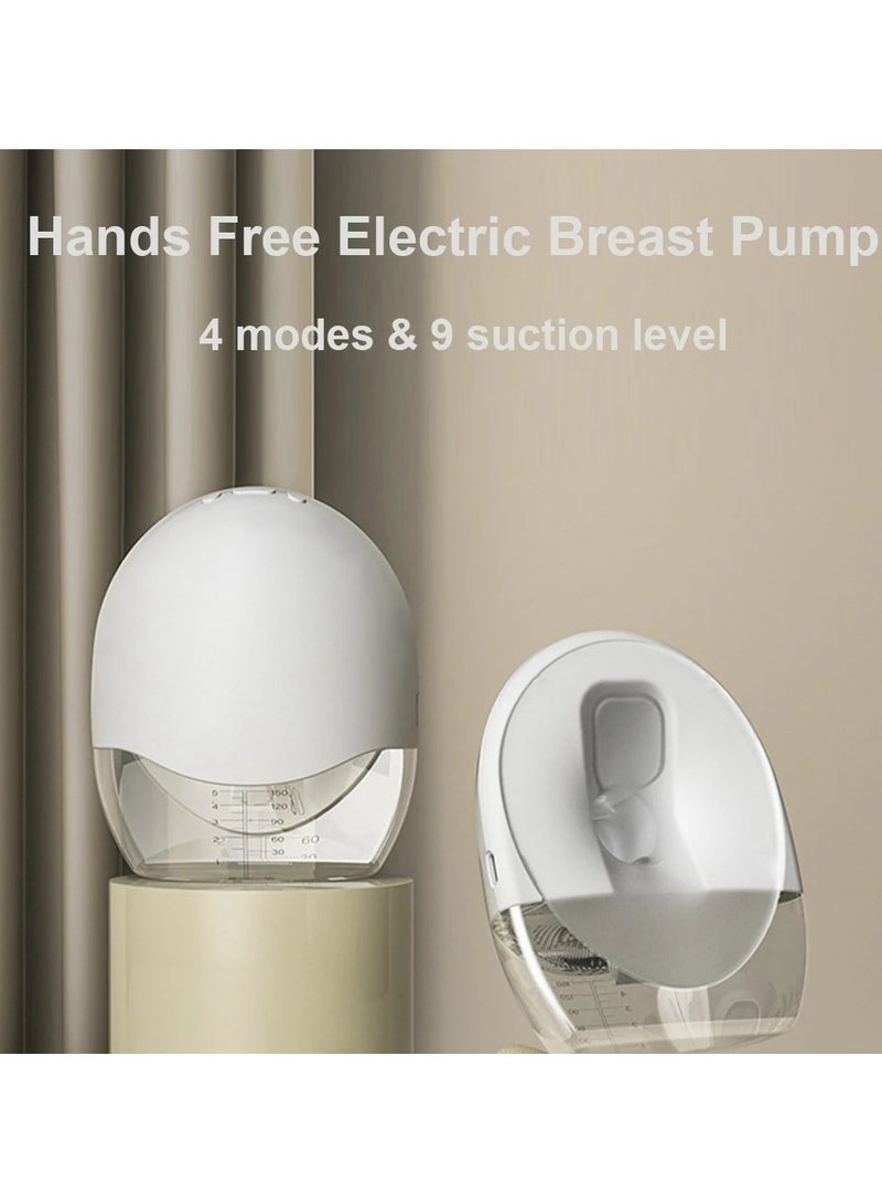 Portable Wearable Pump Hands Free Electric Pump with LED Screen for 4 Modes 9 Suction Level Low Noise Built-in Battery with 150ml Milk Collector for Home Travel