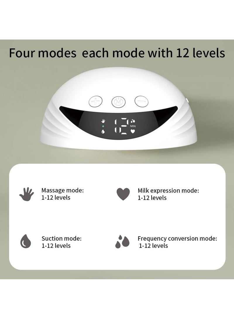 Wearable Breast Pump Hands Free Electric Breast Pumps Comfort Milk Collector Lightweight with LED Display 4 Modes & 12 Levels