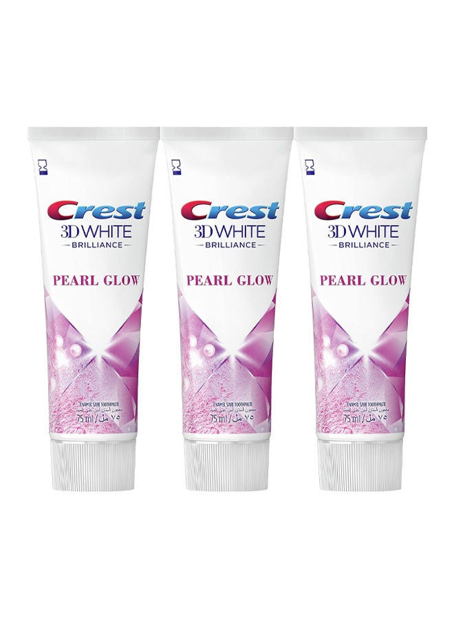 3D White Brilliance Toothpaste Advance Whitening with Pearl Extracting - Pearl Glow 75ml Pack of 3