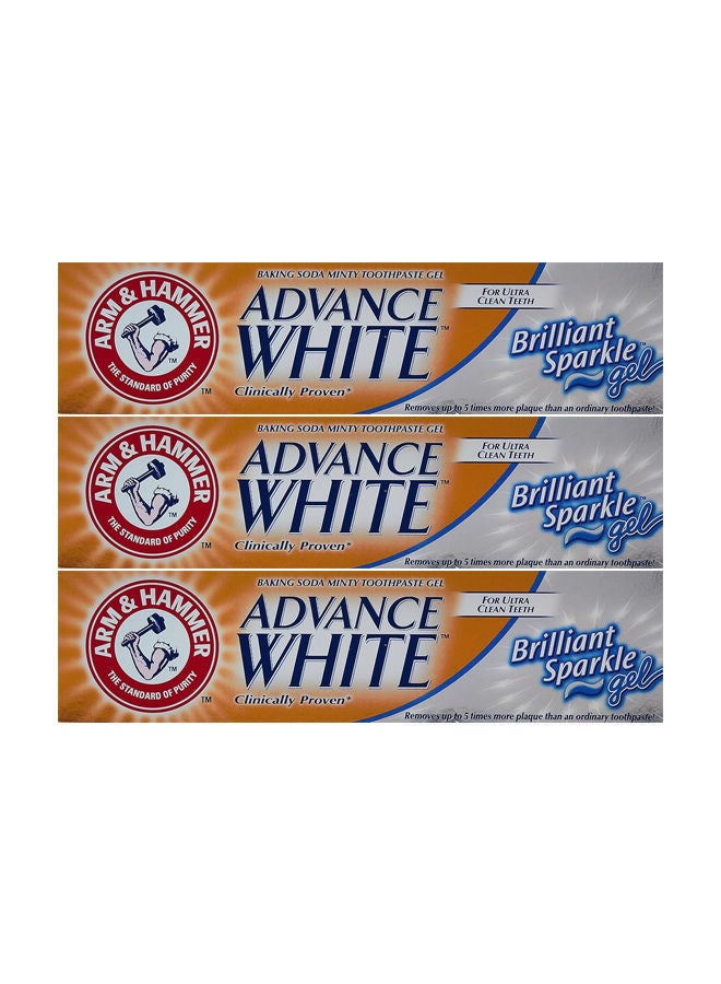 Advance White Clinically Proven Toothpaste - Brilliant Sparkle Gel 115g Pack of 3