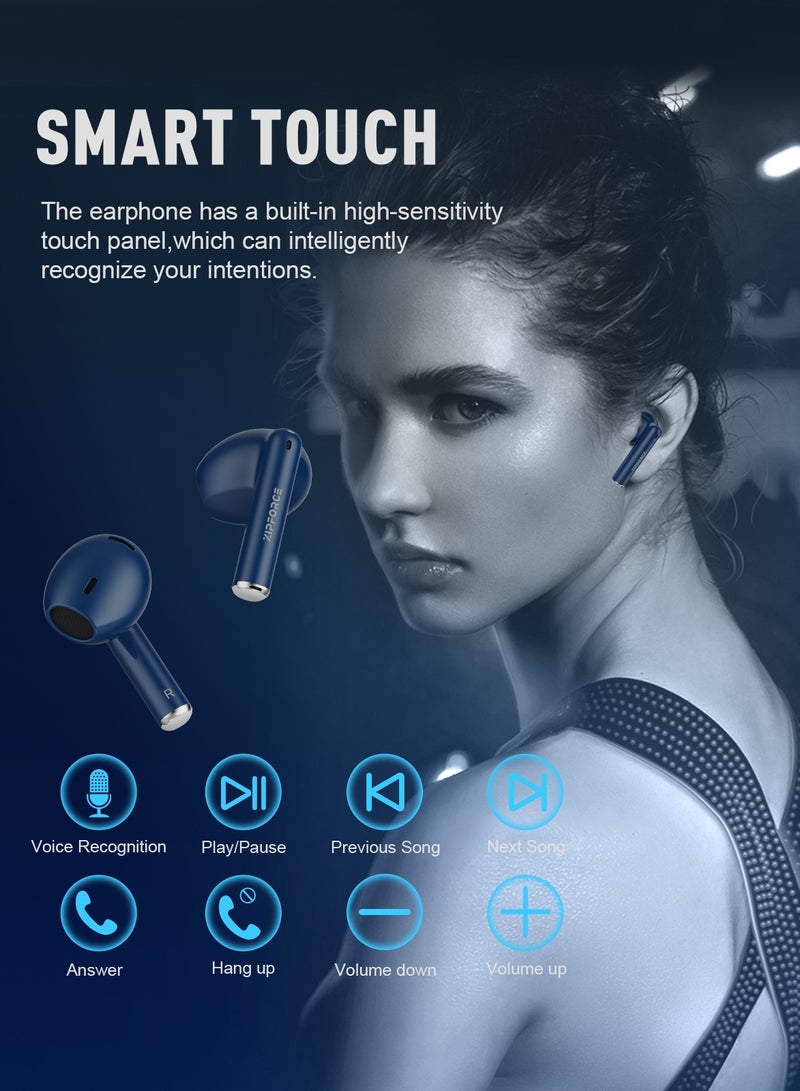 True Wireless Earbuds, In-Ear Bluetooth 5.3 Headphones 4-Mics ENC Clear Call, Bluetooth Earbuds Touch Control, IPX6 Waterproof TWS, Light-Weight Earphones