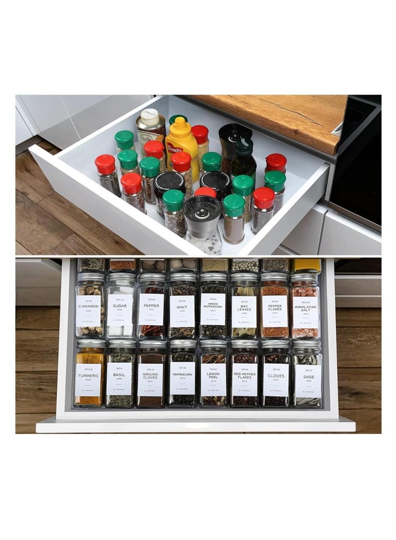 24Pcs Spice Jars with Labels - Glass Spice Jars with Shaker Lids, Minimalist Spice Labels Stickers, Collapsible Funnel, 4oz Seasoning Containers