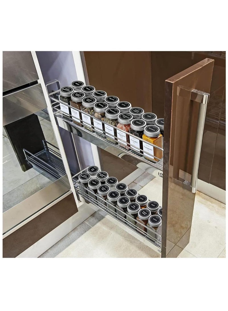 24Pcs Spice Jars with Labels - Glass Spice Jars with Shaker Lids, Minimalist Spice Labels Stickers, Collapsible Funnel, 4oz Seasoning Containers