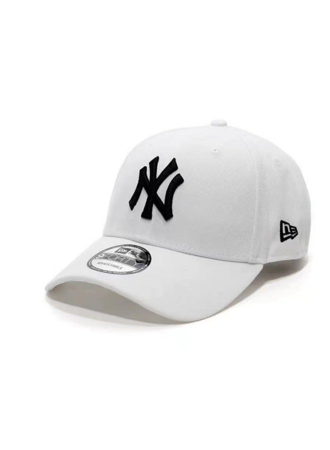New Era 9Fort New York Yankees Baseball Hat Duck billed Hat Sun Hat Pointed Hat Sun Hat Pure Cotton Men's and Women's Hat Baseball Outdoor White