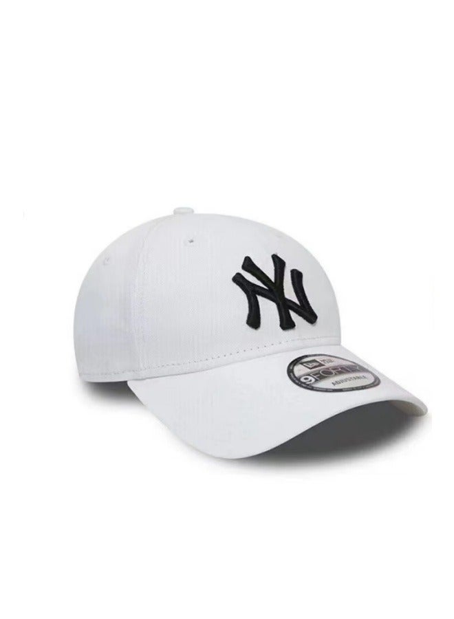 New Era 9Fort New York Yankees Baseball Hat Duck billed Hat Sun Hat Pointed Hat Sun Hat Pure Cotton Men's and Women's Hat Baseball Outdoor White