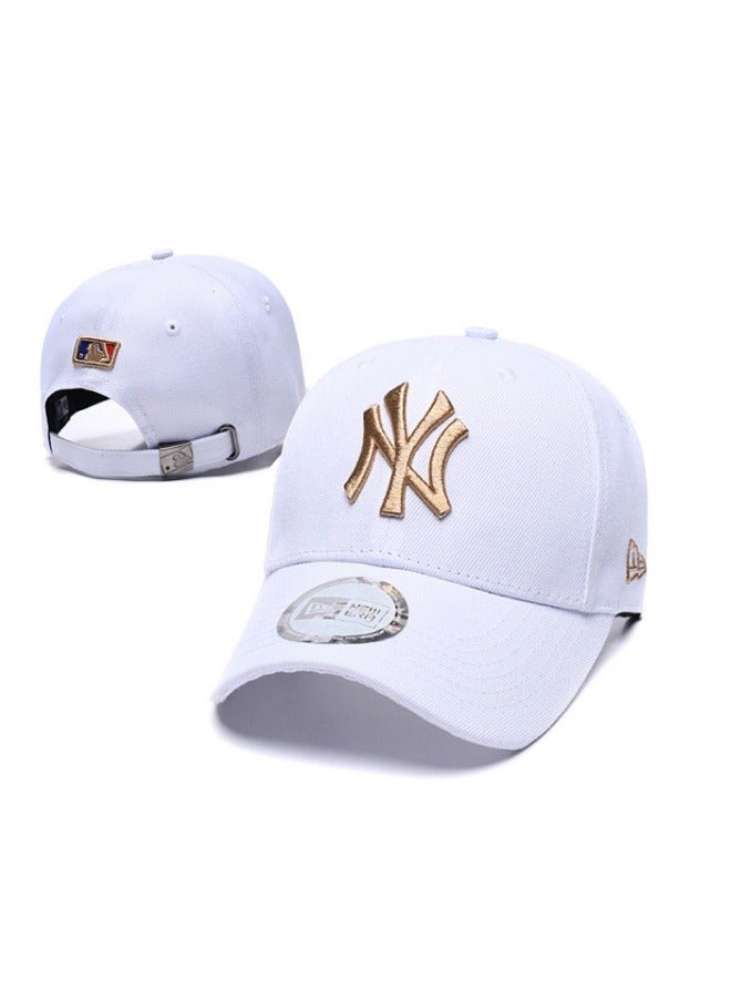 New Era 9Fort New York Yankees Baseball Hat Duck billed Hat Pointed Hat Sun Hat Pure Cotton Men's and Women's Hat Baseball Outdoor White