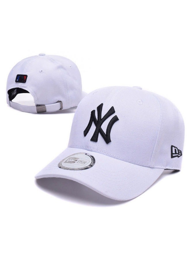 NEW ERA 9Fort New York Yankees Cap Baseball Hat Duck billed Hat Sun Hat Pointed Hat Sun Hat Sunshade Solid Cotton Men's and Women's Hat Cover Baseball Outdoor white