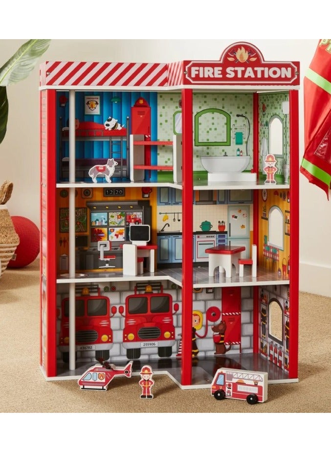 Fire Station Toy Set for Kids, Plastic Fire Station Toy for Kids With 3 Floor Pretend Play with Firefighter And Car  Accessories, Preschool Learning Educational Toys for Kids Age 3 and Up
