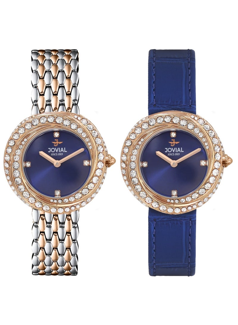 JOVIAL 1662 LAMQ04ZE Women's Fashion Stainless Steel watch, 35mm, Blue