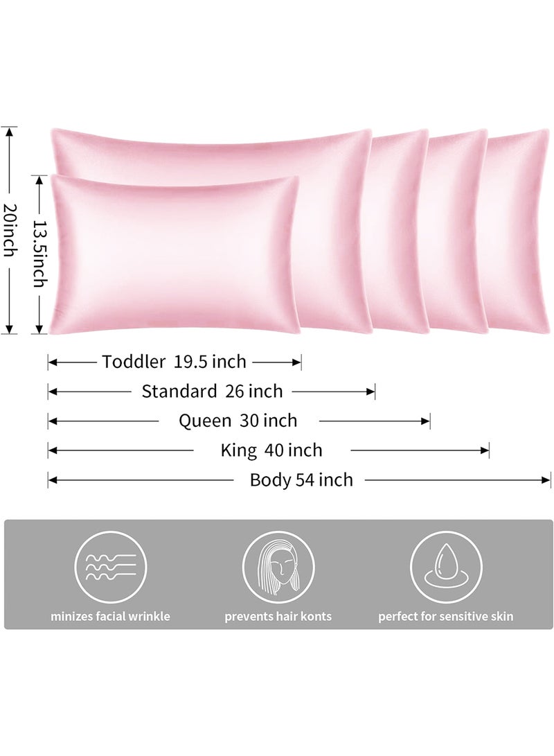 Satin Silk Pillow Case Cover for Hair and Skin, Soft Breathable Smooth Both Sided Silk Pillow Cover Pair (Queen - 50 x 75cm - 2pcs - Baby Pink)