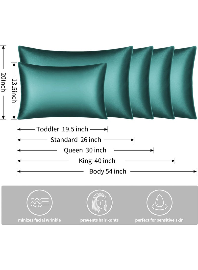 Satin Silk Pillow Case Cover for Hair and Skin, Soft Breathable Smooth Both Sided Silk Pillow Cover Pair (Queen - 50 x 75cm - 2pcs - Teal)