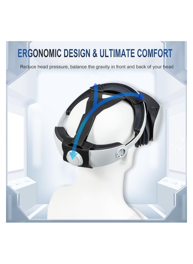 Adjustable Pu Head Strap for Ps Vr2, Headset Strap for Ps Vr2, Upgrade Headset Accessories for Playstation Vr2 with Ergonomic Design, Including Head Strap and Fixed Strap, for Travel and Storage