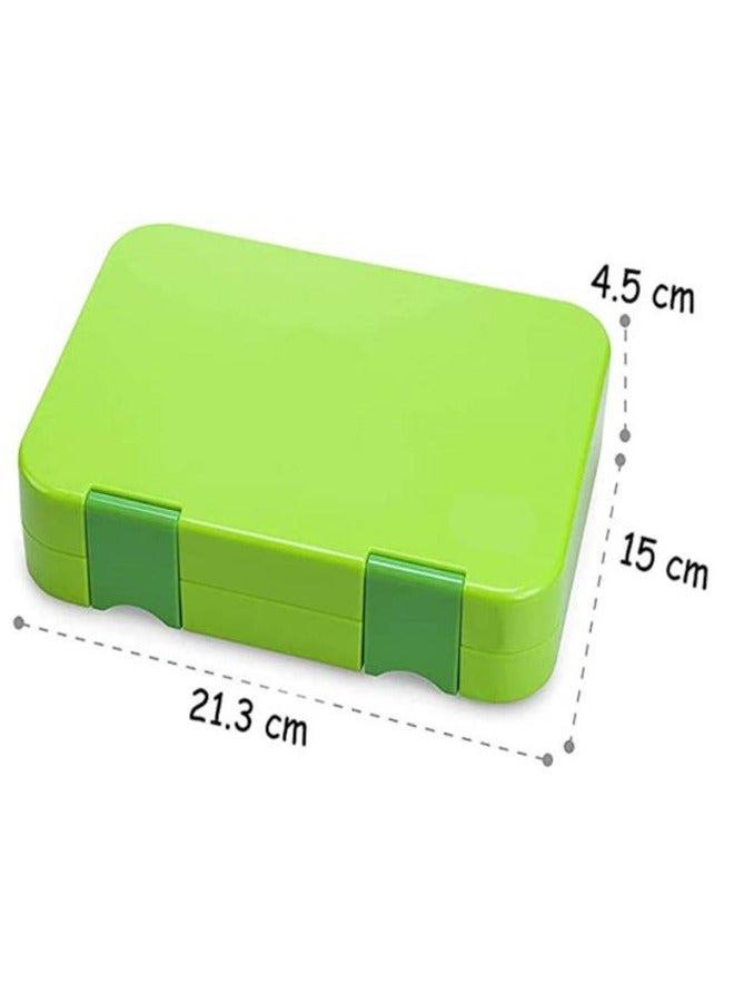 Children's Bento Lunch Box with 6 Compartments - Leak Proof Lunch Box for Boys, Girls, BPA-Free, Microwave Dishwasher Safe, Lunch Box for School (Green)