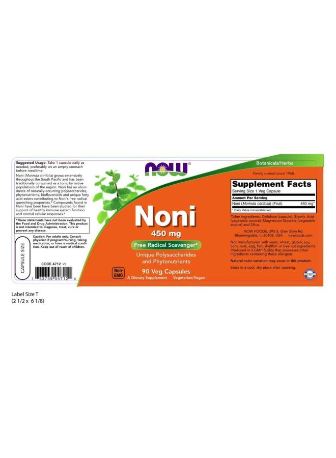 Noni Herbal Supplement 450mg - 90 Capsules