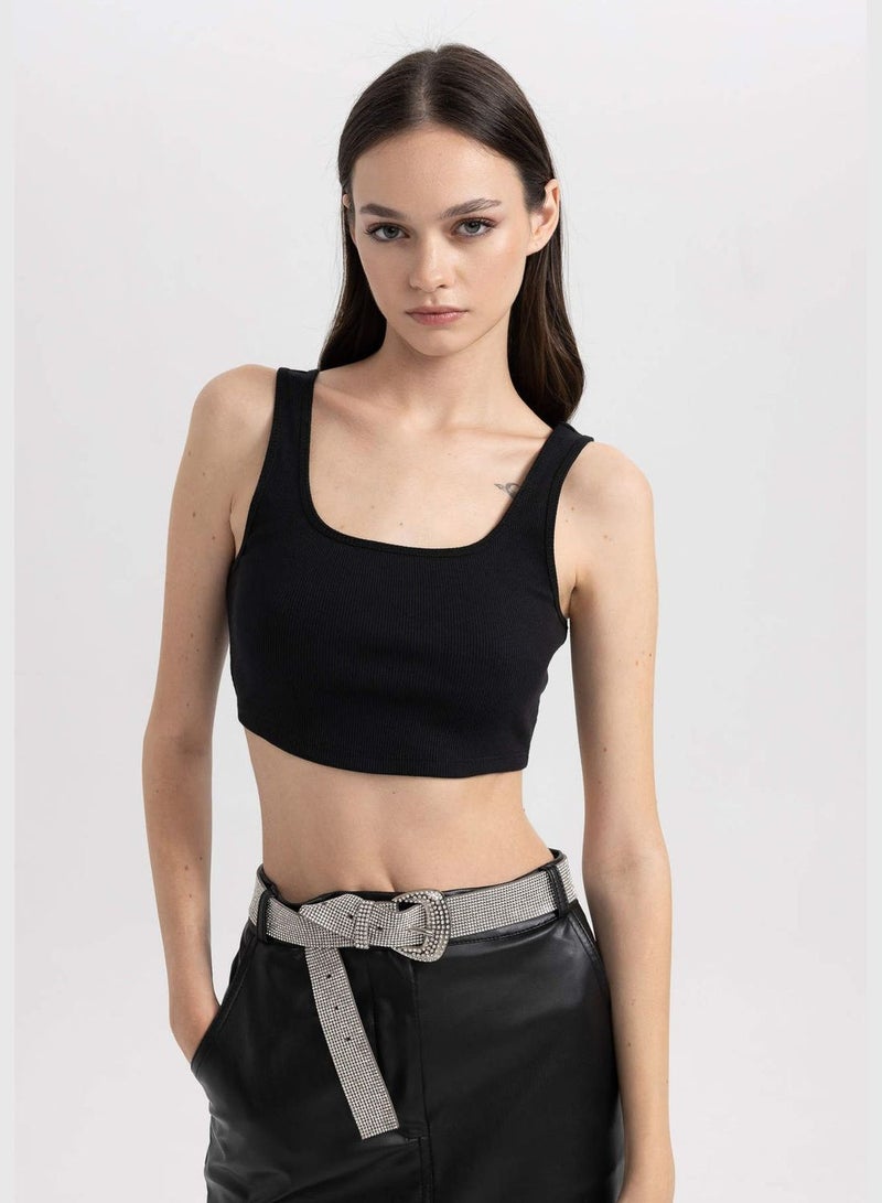 Crop Square Collar Corded Camisole Singlet