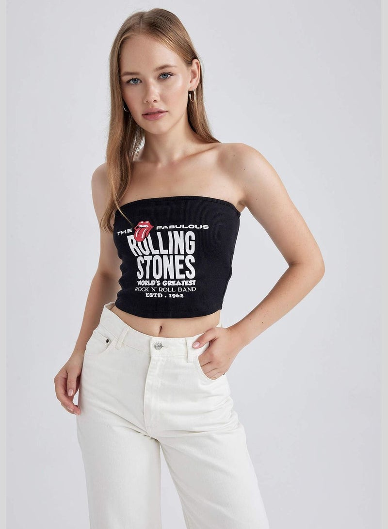 Slim Fit Printed Camisole Strapless Sleeveless Rolling Stones Licensed Undershirt