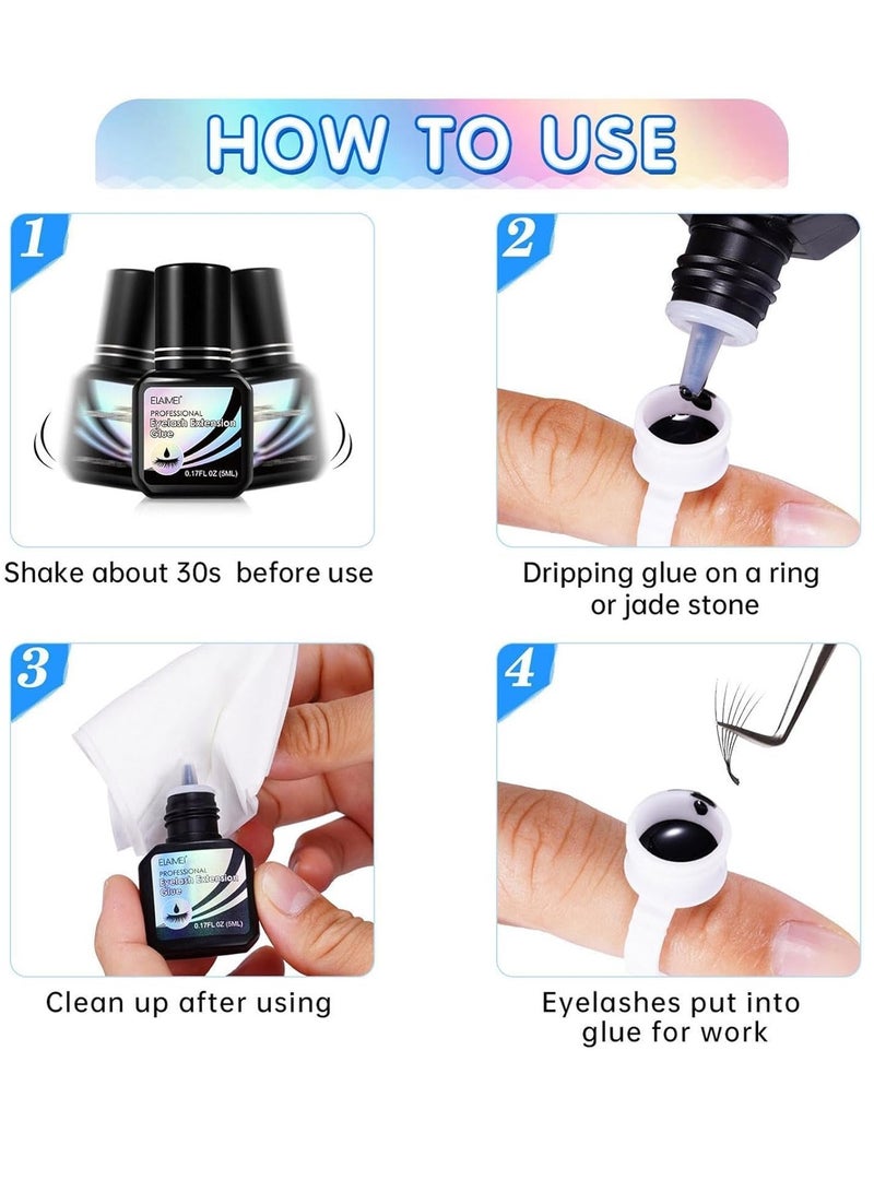 Eyelash Extension Glue Professional Lash Extension Glue for Strong Bond and High Flexibility Ultra Hold Instant Dry Low Fume and Extra Strong Black Adhesive Lash Bond Lash Glue