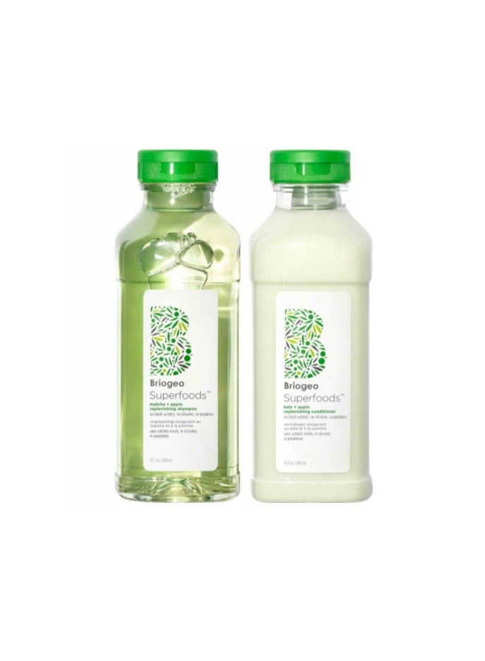 BRIOGEO BE GENTLE BE KIND SUPERFOOD MATCHA APPLE SHAMPOO AND KALE APPLE CONDITIONER DUO