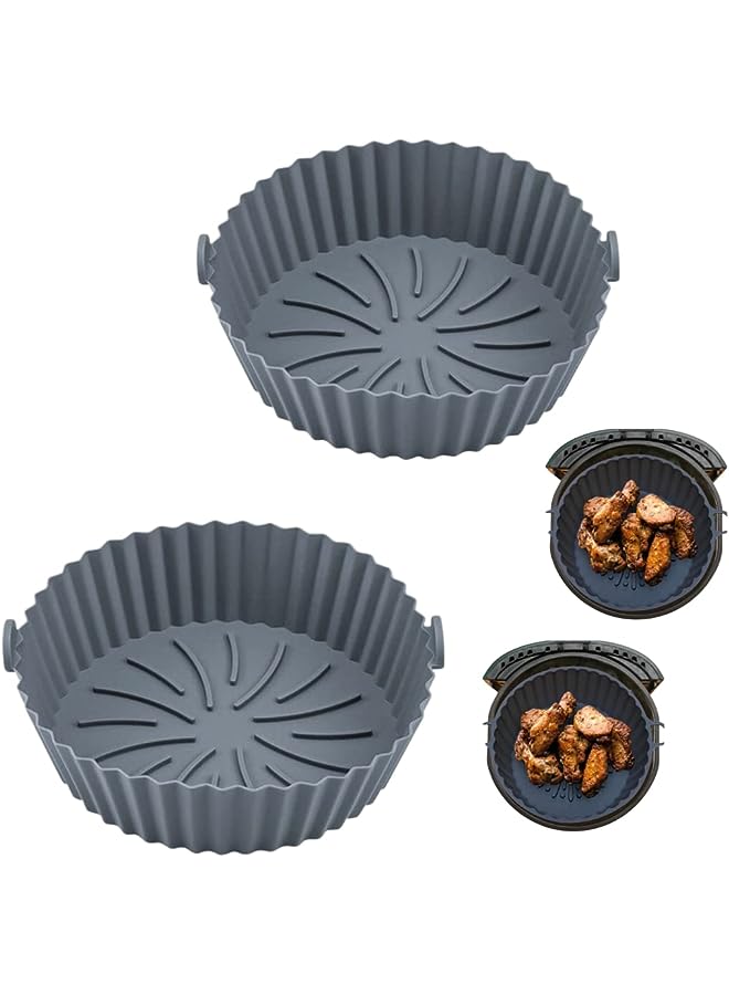 Air Fryer Liners, 7.8 inches 2PCS Air Fryer Liners Reusable Air Fryer Accessories NonStick Oil Proof Water Proof Food Grade Silicon Baking Tray