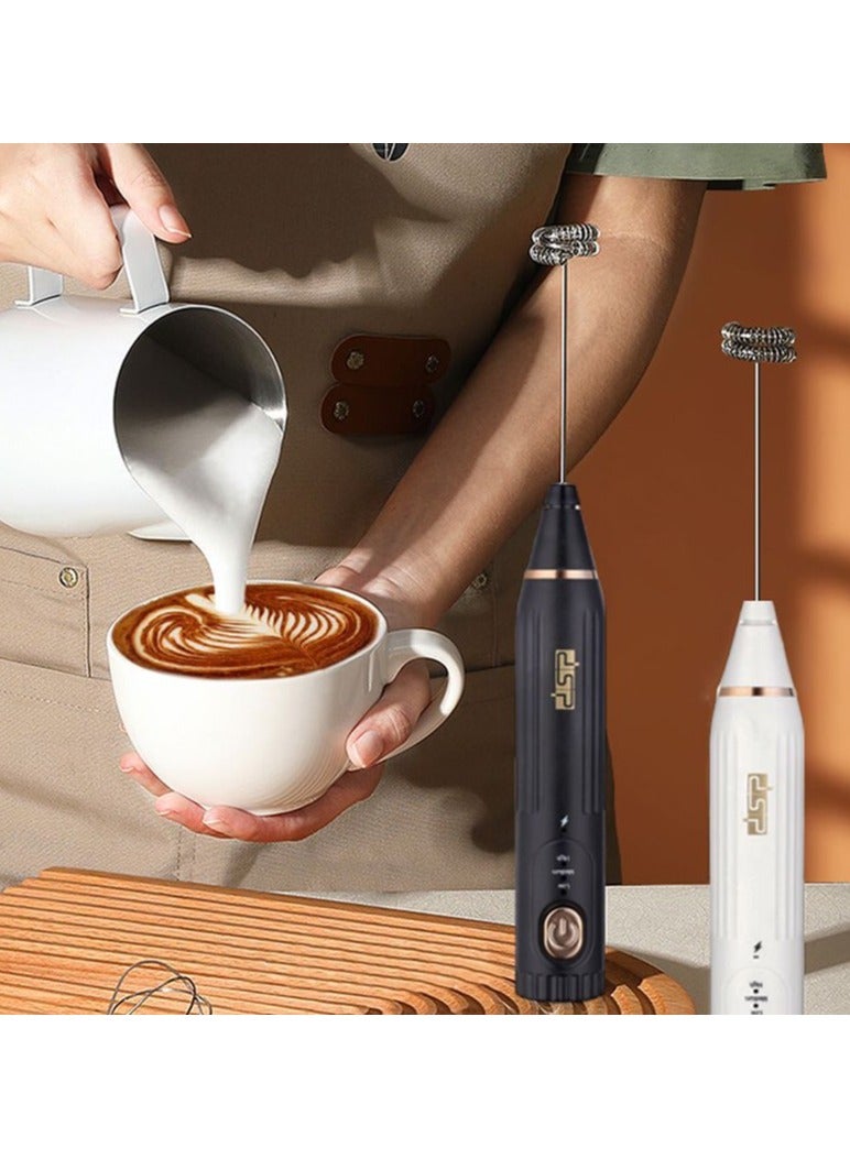 Manual Coffee Mixer, 3-Speed ​​USB Rechargeable Electric Coffee Mixer, Cappuccino Milkshake Sponge Maker, Double Cooking Mixer