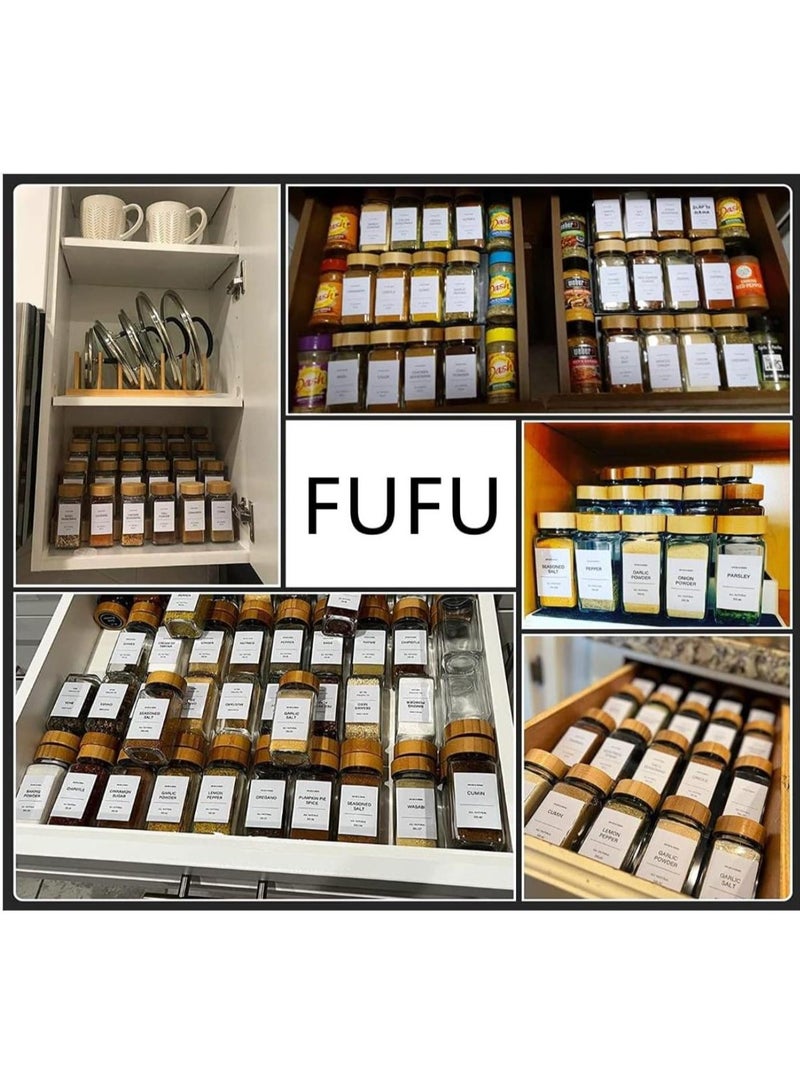 4oz 24Pcs, Glass Spice Jars with Bamboo Lids,Spices Container Set with White Printed Spice Labels,Kitchen Empty Spice Jars with Shaker Lids