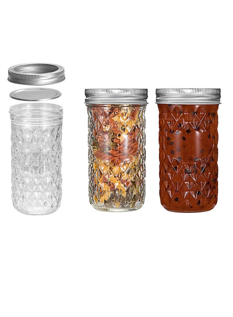 Ma son Jars with Lids and Bands, Regular Mouth Ma son Jars, Jars Ideal for Jams, Jellies, Conserves, Preserves, and Pizza Sauce(Diamond 22OZ 2PCS)