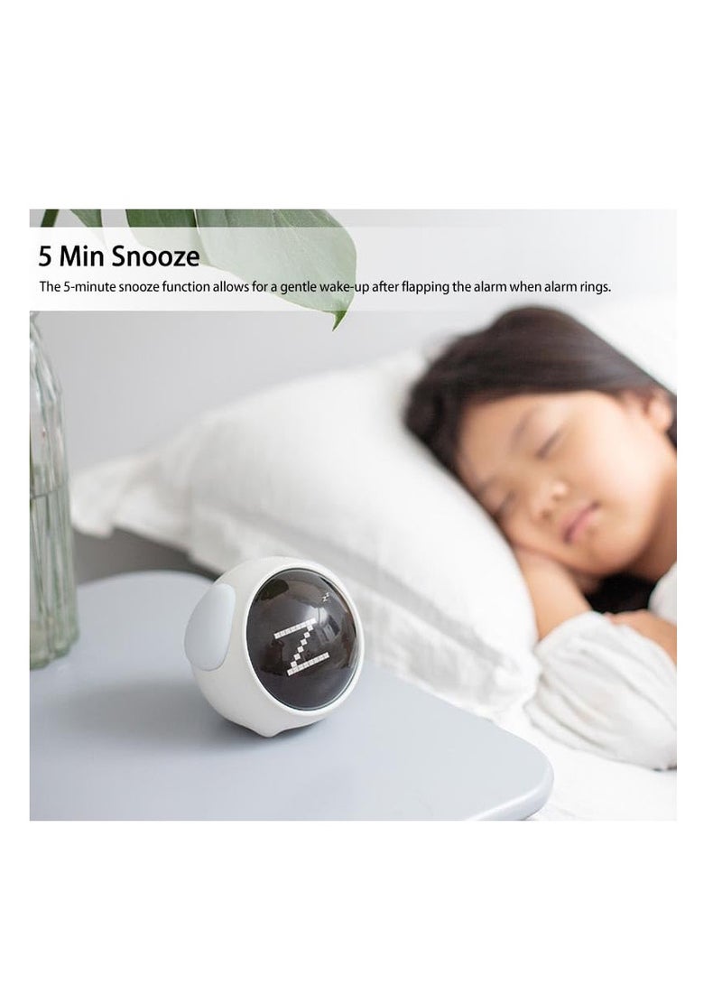 Kids Alarm Clock with Night Light, Adjustable Brightness Children's Sleep Trainer, Wake up Mood Alarm Clock with Dual Alarm Setting, for Girls,Boys Bedroom (White)