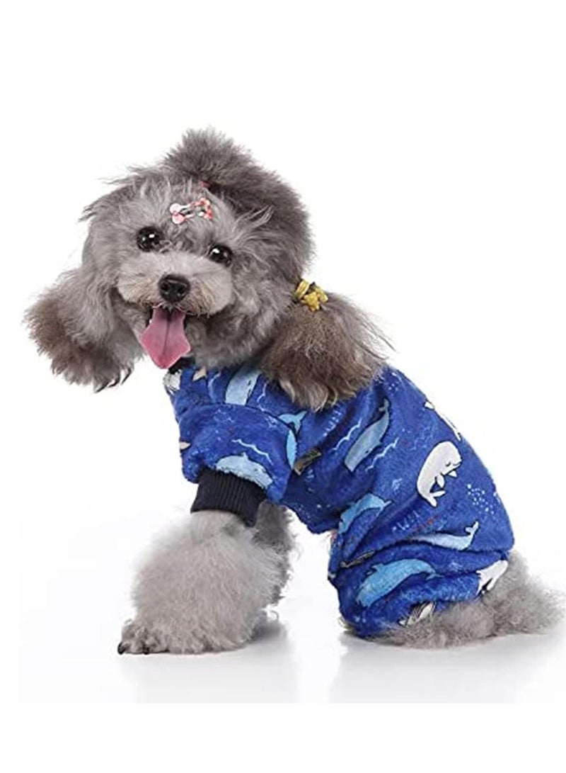 Dog Hoodie, Winter Pajamas Warm Fuzzy Puppy 4 Leg Clothes for Chihuahua Onesies Jumpsuit Clothing for Pet Dogs 2 Pack Soft  for Cold Weather Blue Grey, Medium