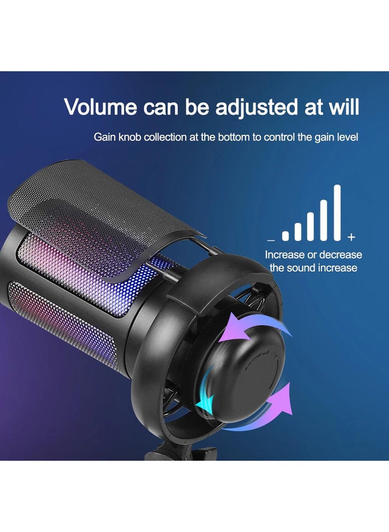 Gaming USB Microphone For PC PS5 Computer Gaming Mic For Mac Condenser Mic With Quick Mute RGB Control For Recording Streaming Podcasting Twitch Snapchat Podcasts Videos