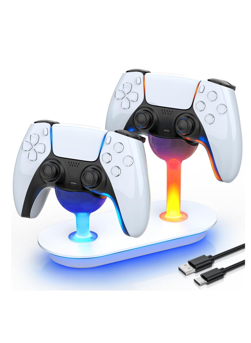 Controller Charger Station Fitfor PS5, Dual Fast Controller Charger LED Indicator, Charging Dock with Fast Charging Cord, Charing Station Stand Fitfor Playstation 5 Dualsense Controller