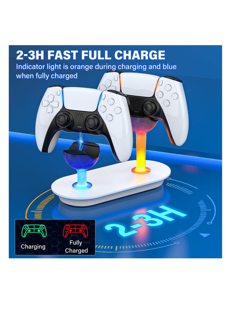 Controller Charger Station Fitfor PS5, Dual Fast Controller Charger LED Indicator, Charging Dock with Fast Charging Cord, Charing Station Stand Fitfor Playstation 5 Dualsense Controller