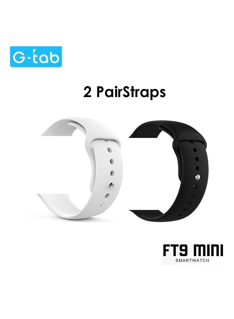 Gtab FT9 Mini Smart Watch With 41MM AMOLED Display 2 Pair Straps and Wireless Charger For Ladies and Girls Black