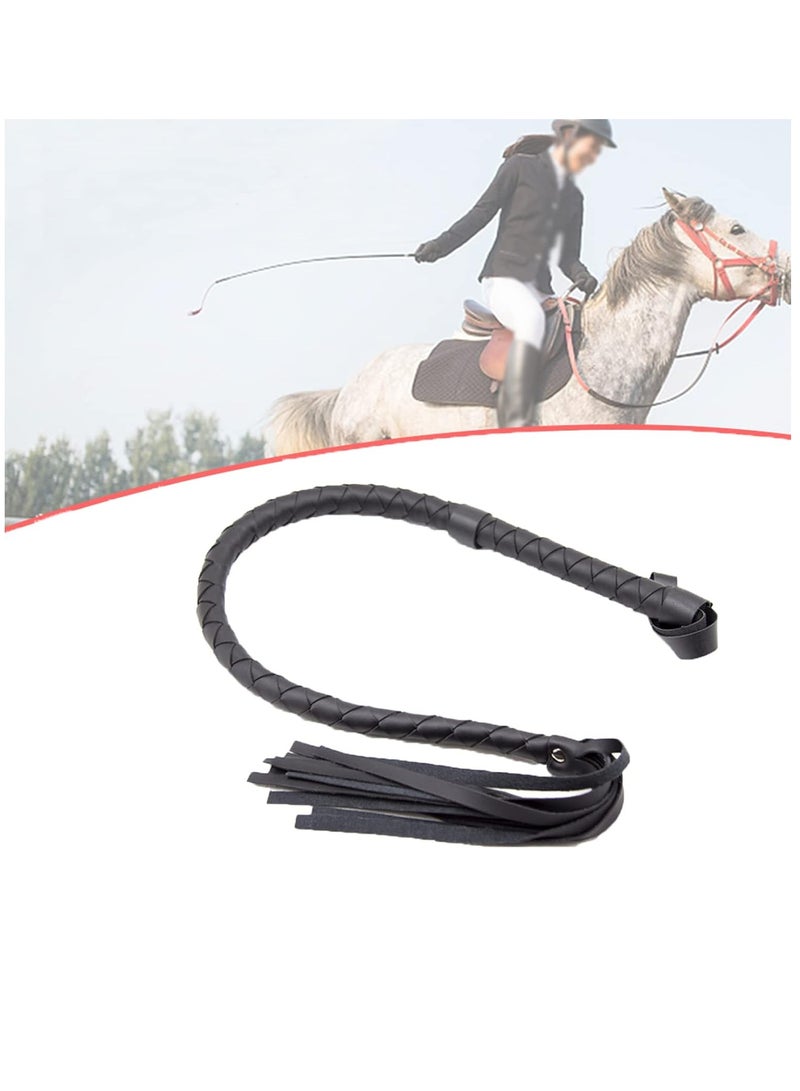 Horse Whip PU Leather Riding Crop Outdoor Training Racing Practice Equestrianism Horse Crop Handle Whips Equestrian Horse Whip Black 33.5 Inches lenght