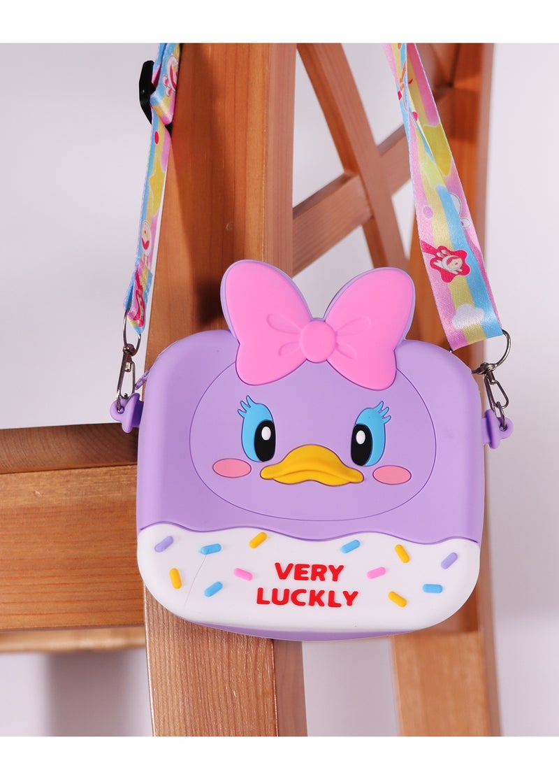 Ogi Mogi Toys Mini Silicone Fidget Bag with Adjustable Strap, Purple Duck