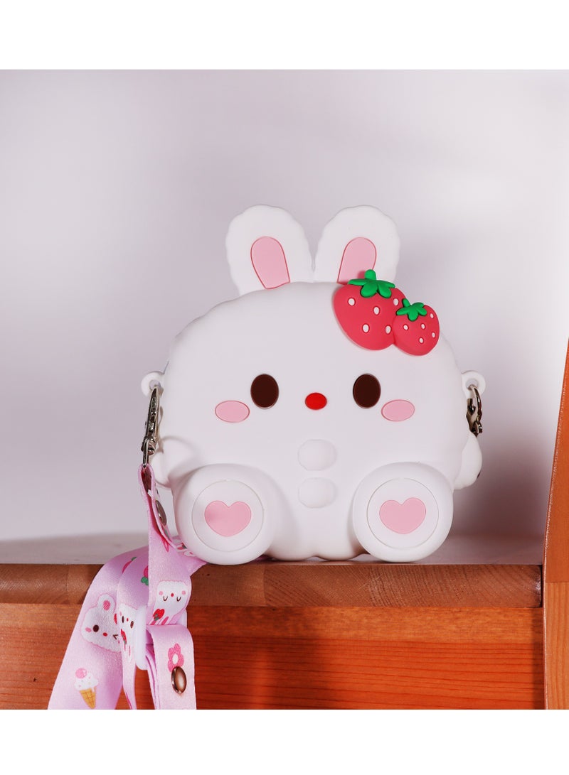 Ogi Mogi Toys Mini Silicone Fidget Bag with Adjustable Strap, White Bunny