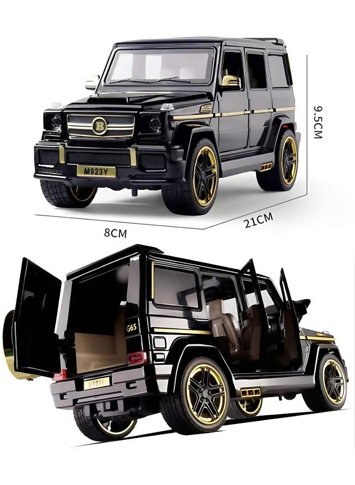 Mercedes-benz G65 Model Die-cast Pull Back Car 1:24 Zinc Alloy Children's Toy with Real Sound and Lights Gifts for Boys Collectibles with Barrier Card