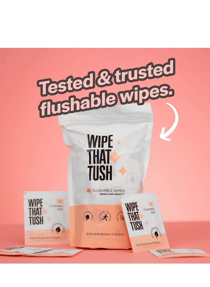 Wet Wipes Individually Wrapped On The Go Flushable Wet Wipes Extra Large Wipes with Aloe Hypoallergenic and Unscented for Adults Body Hand Face Cleaning Travel Bathroom Toilet Use