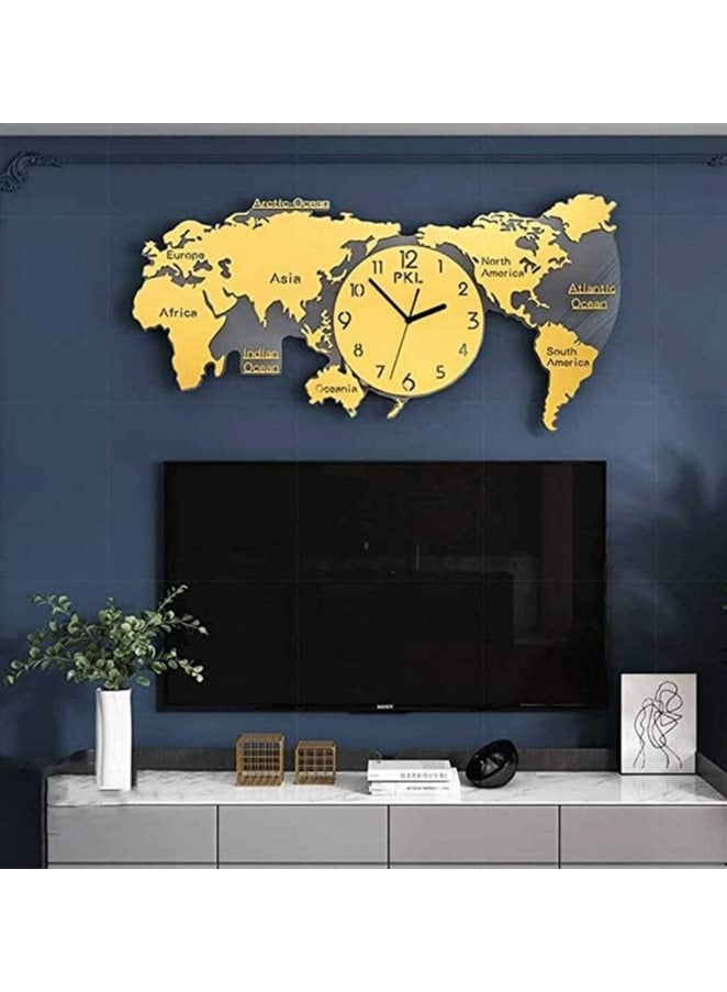 World Map 3D Digital Hanging Ultra Quiet Acrylic Wall clock