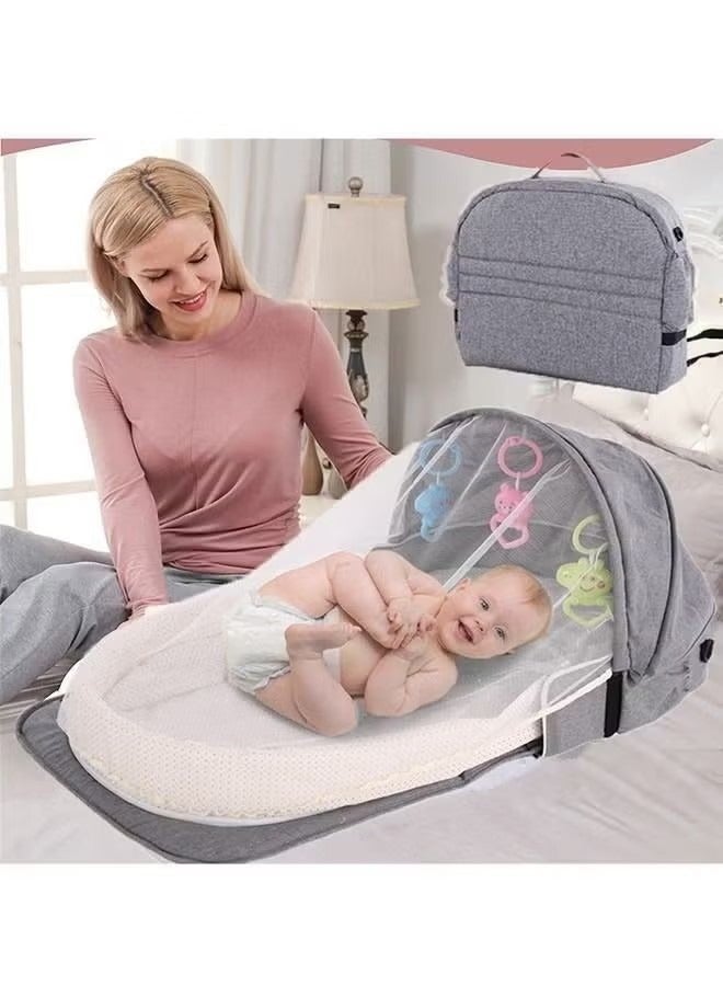 Foldable Baby Carry Cot Crib Bed With Soft Mattress