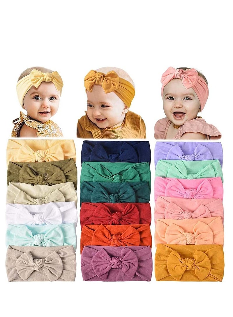 Baby Nylon Headbands Hairbands Hair Bow Elastics Accessories for Girls Newborn Infant Toddlers Kids And Children'S Decorations Pack Of 18