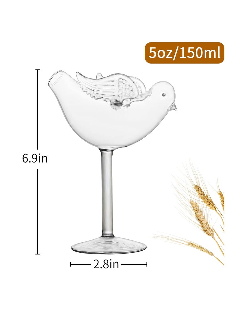 Bird Glass, 2 Set Transparent Glass Creative Cup Juice Glass Great for Kitchen Party Wedding