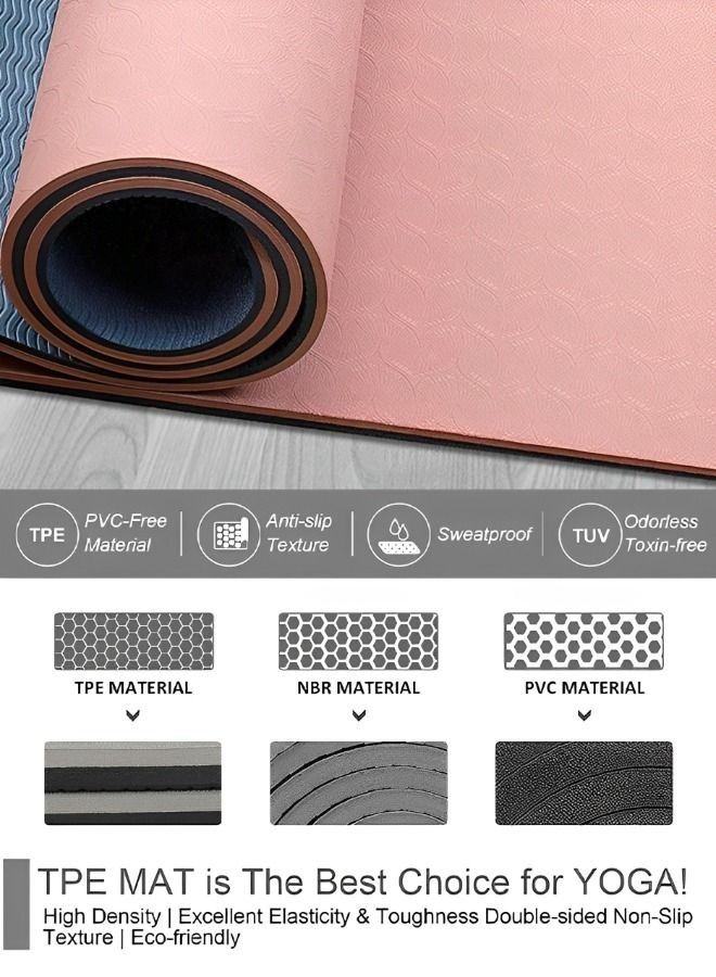 6MM Yoga Mat Non Slip– Patented Alignment System, Warrior-Like Grip, Non-Slip, Eco-Friendly and Biodegradable, Sweat Resistant, TPE Workout Mat