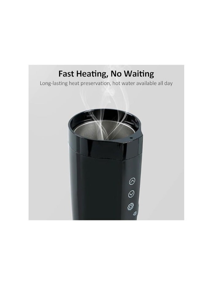 12V/24V Car Heating Pot 13.5oz Oil Stainless Steel Electric Heating Pot Car Temperature Control Electric Grinder for Coffee Tea Milk