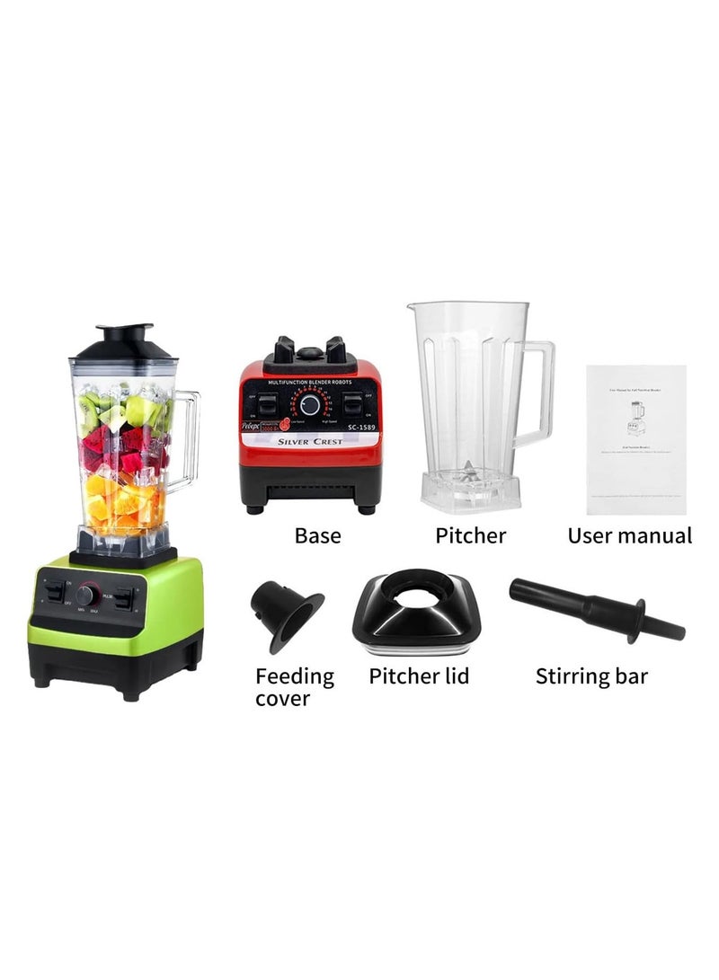 Slivers Criest Blender Professional Heavy Duty Commercial Mixer Juicer Speed Grinder and Ice Smoothies for Home & Shop use Double Jar (Green)