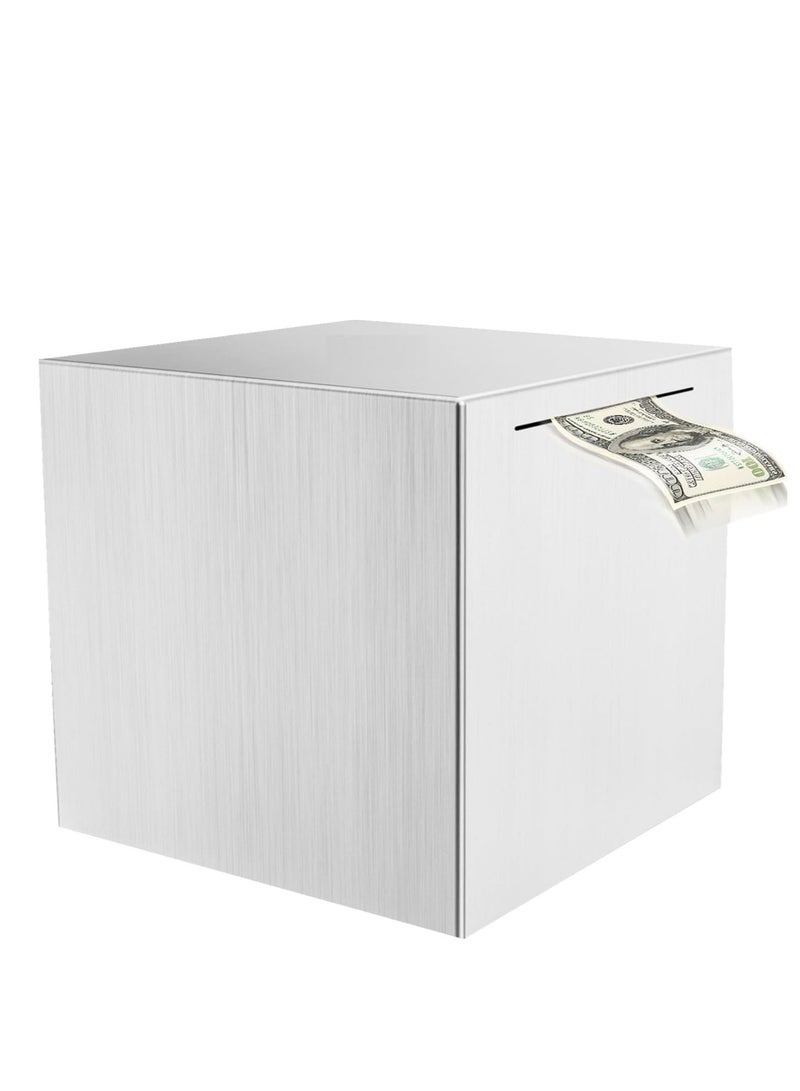 Bank for Adults, Stainless Steel Savings Bank to Help Budget and Save, Metal Money Bank Only Savings Box, Must Break to Access Money, 5.9