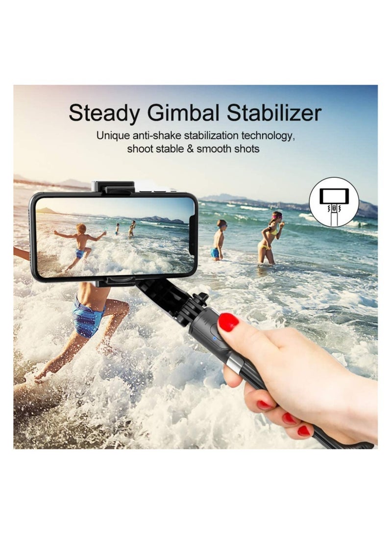 Selfie Stick Gimbal Stabilizer,  360° Rotation Tripod with Wireless Remote, Portable Phone Holder, Auto Balance 1-Axis Gimbal for Smartphones Tiktok Vlog Youtuber Live Video Record