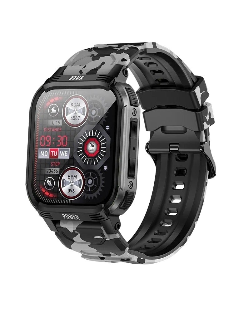 Bluetooth Smart Watch, 1.85" HD Display Smart Fitness Watch, 1p68 Waterproof Military Smart Wrist Watch With 100 Plus Sports Mode, Voice Assistance Health Monitoring Watch For Men, (VIP Gun Black)