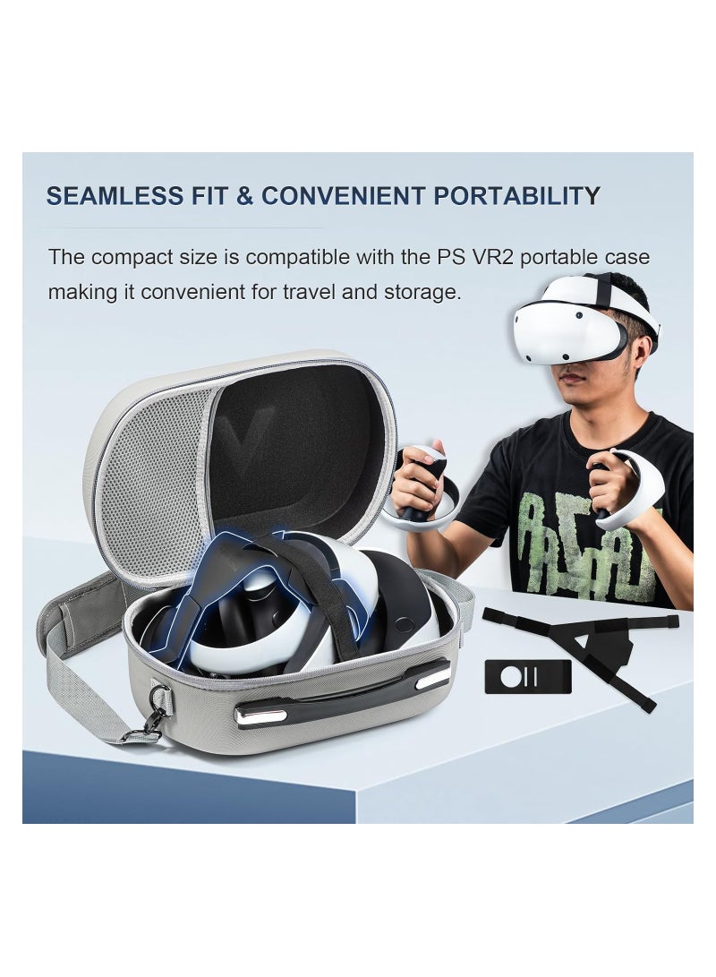 Adjustable Pu Head Strap for Ps Vr2, Headset Strap for Ps Vr2, Upgrade Headset Accessories for Playstation Vr2 with Ergonomic Design, Including Head Strap and Fixed Strap, for Travel and Storage